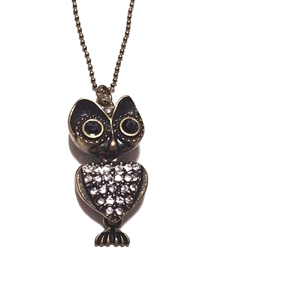 AEROPOSTALE BRASS-TONE OWL AND UNBRANDED SILVER-TONE OWL PENDANT NECKLACES - Picture 3 of 15